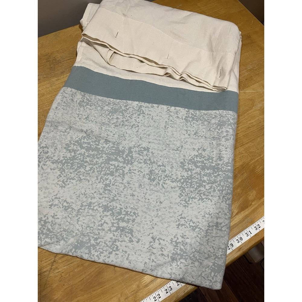 Broyhill Legacy Cream And Aqua Print‎ Fabric Shower Curtain 100% Cotton 72x72"